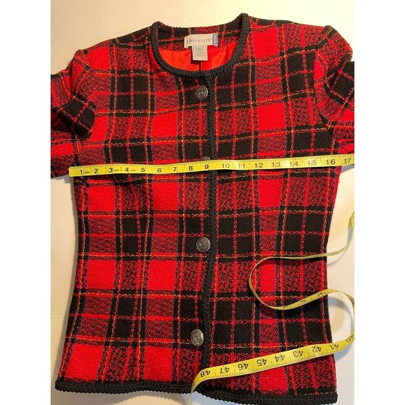 Vintage Tartan Plaid Lady Jacket Women Size 2P* Wool Blend Soutache Trim USA - Picture 9 of 11